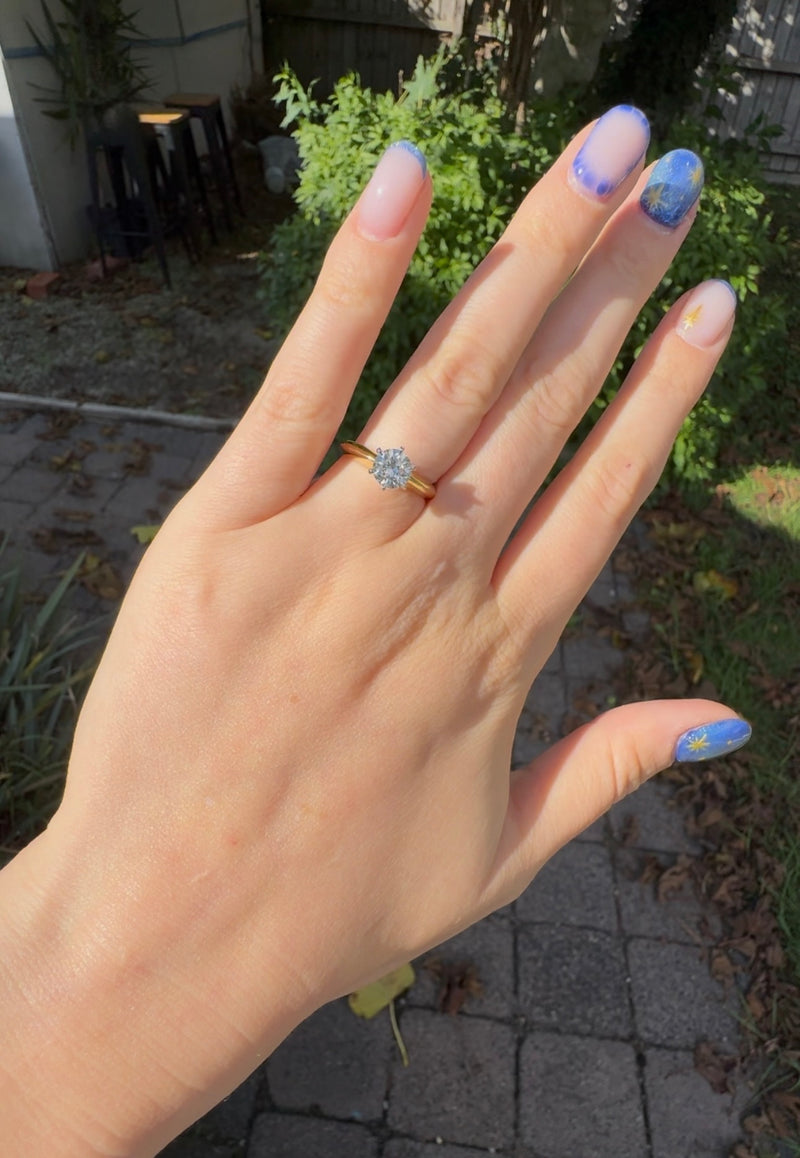 18ct Yellow and White Gold 1.10ct Round Brilliant Cut Diamond Solitaire Ring