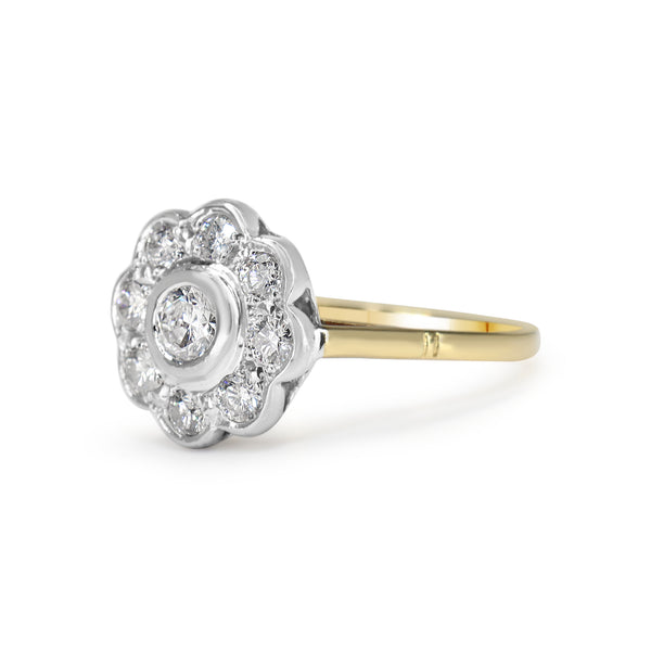 18ct Yellow and White Gold Diamond Daisy Ring