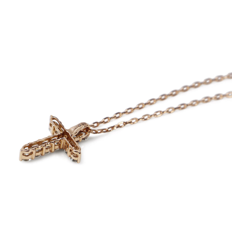 18ct Rose Gold Diamond Cross Necklace