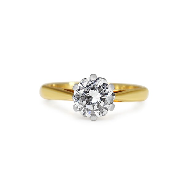 18ct Yellow and White Gold 1.00ct Diamond Solitaire Ring