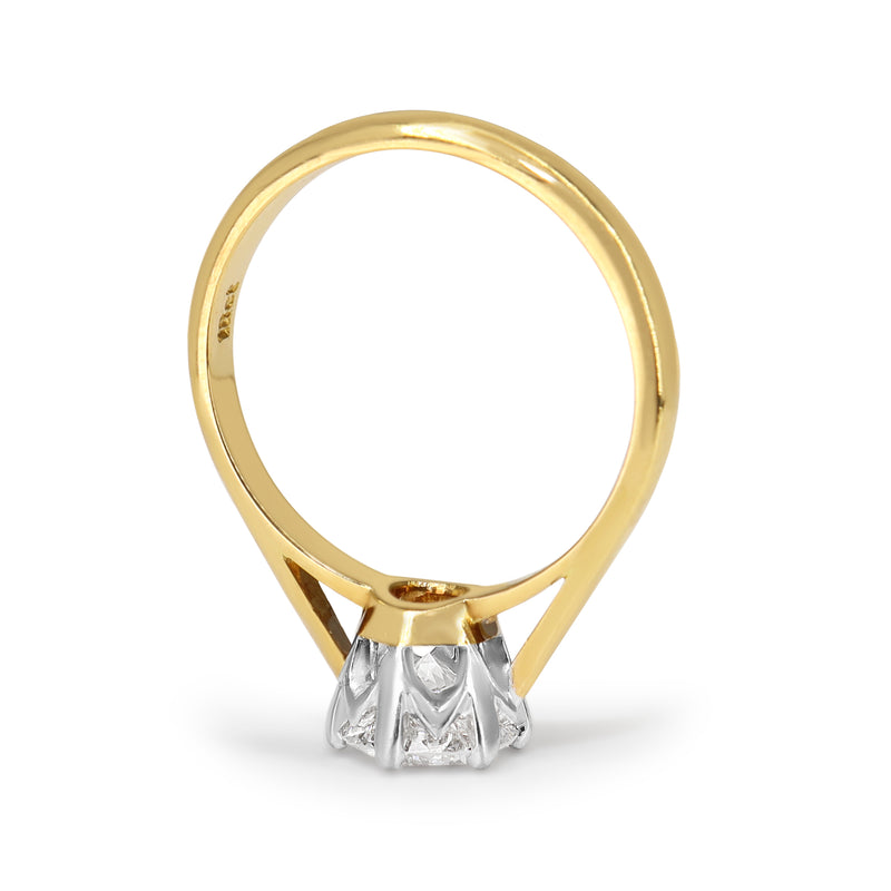 18ct Yellow and White Gold 1.00ct Diamond Solitaire Ring