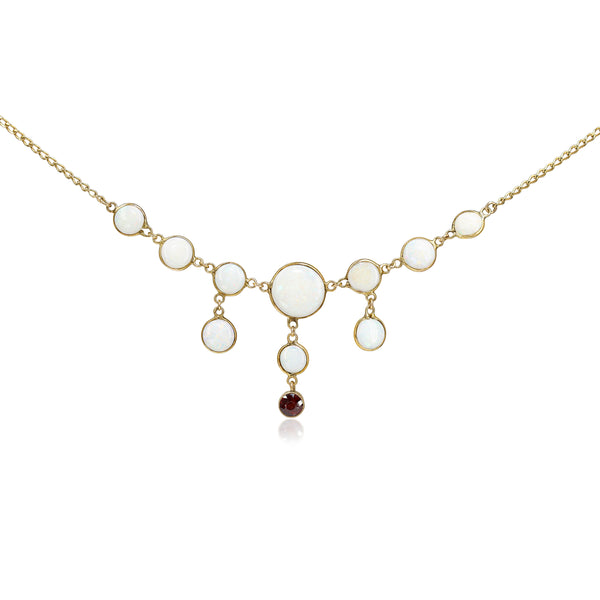 9ct Yellow Gold Opal and Paste Vintage Necklace