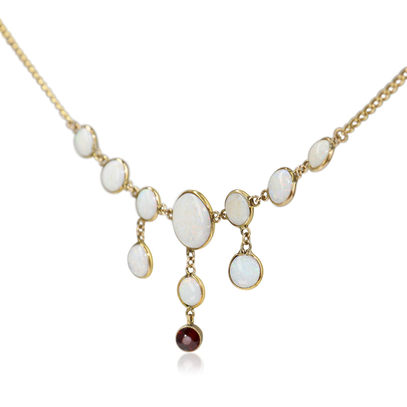 9ct Yellow Gold Opal and Paste Vintage Necklace