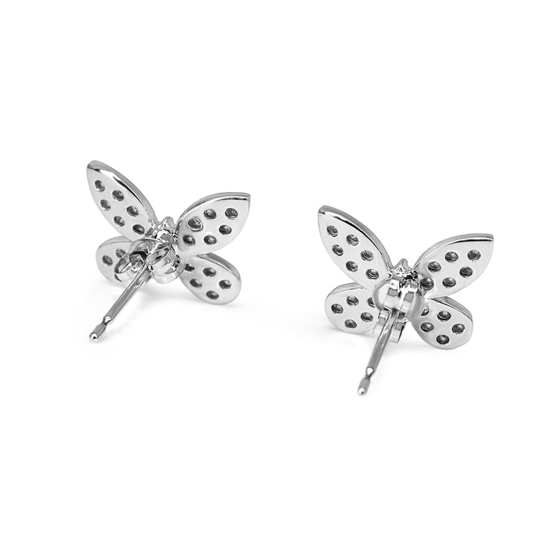 18ct White Gold Butterfly Diamond Earrings