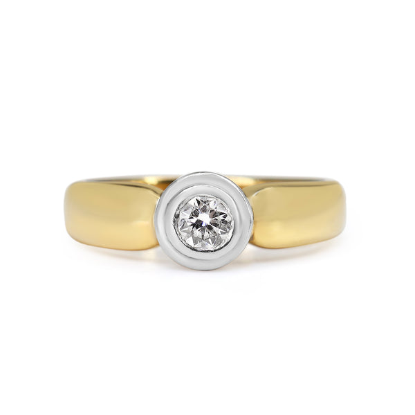 18ct Yellow and White Gold .20ct Diamond Bezel Ring