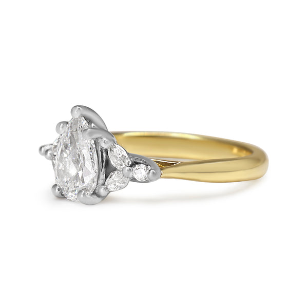 18ct Yellow and White Gold Pear and Marquise Diamond Ring