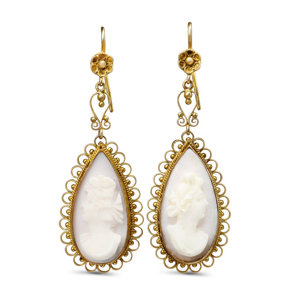 9ct Yellow Gold Antique Cameo Earrings
