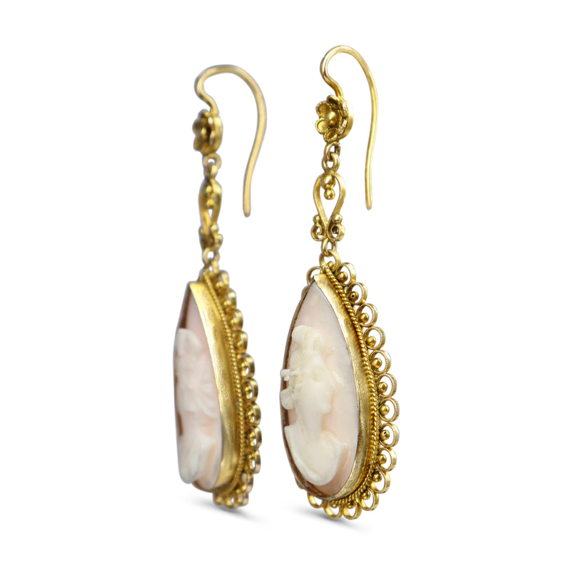 9ct Yellow Gold Antique Cameo Earrings