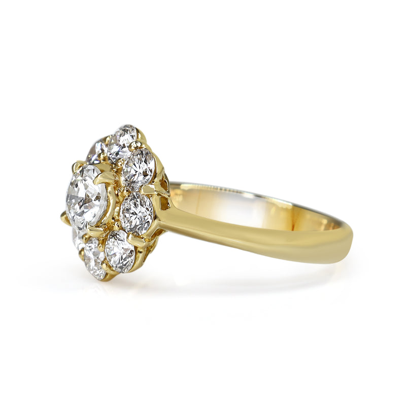 18ct Yellow Gold Diamond Daisy Ring