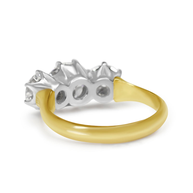 18ct Yellow and White Antique Style 3 Stone Lab Grown Diamond Ring