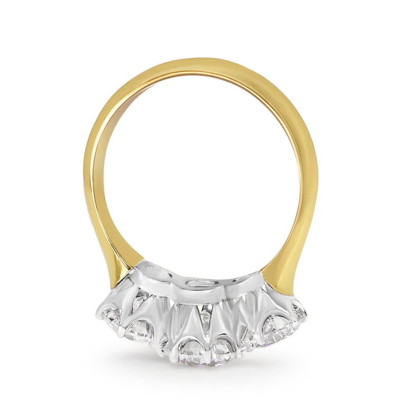 18ct Yellow and White Antique Style 3 Stone Lab Grown Diamond Ring