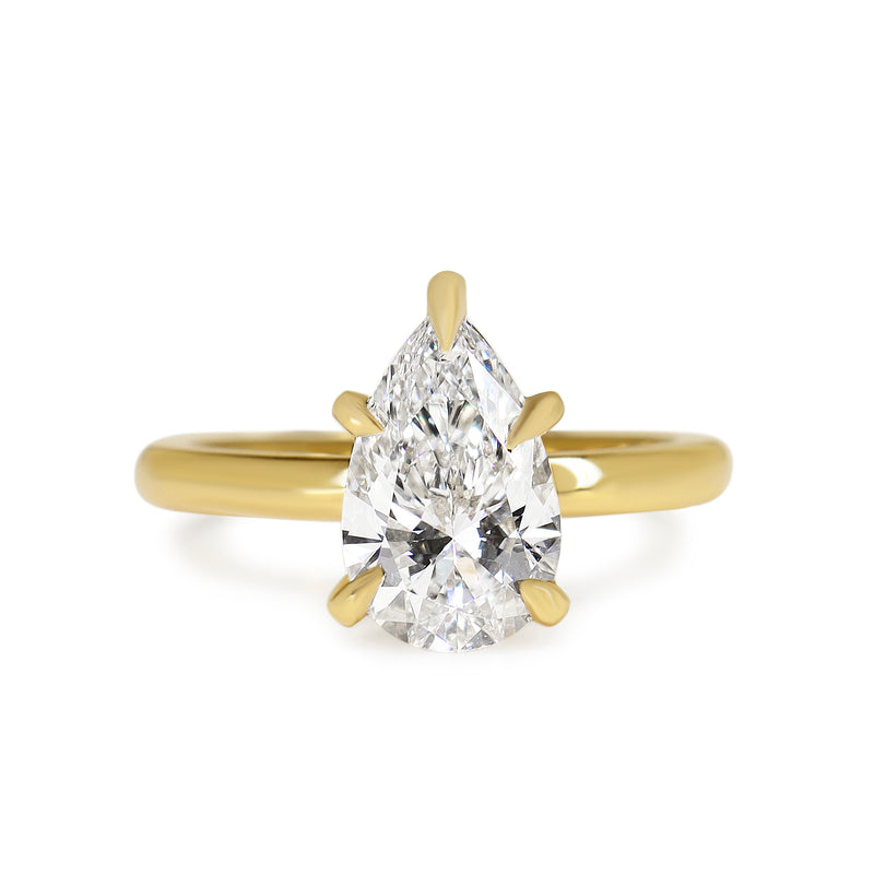 18ct Yellow Gold Pear Shaped Lab Grown Diamond Solitaire Ring