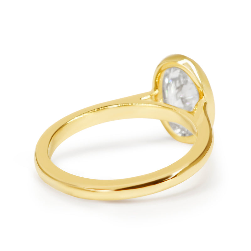 18ct Yellow Gold Bezel Set Oval Lab Grown Diamond Solitaire Ring