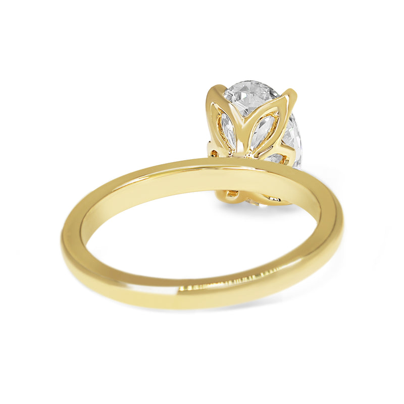 18ct Yellow Gold Oval Lab Grown Diamond Solitaire Ring