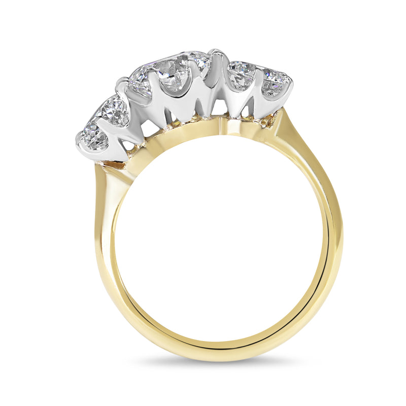 18ct Yellow and White Antique Style 3 Stone Lab Grown Diamond Ring
