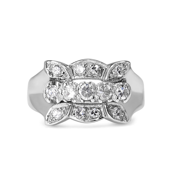 14ct White Gold Vintage Single Cut Diamond Ring