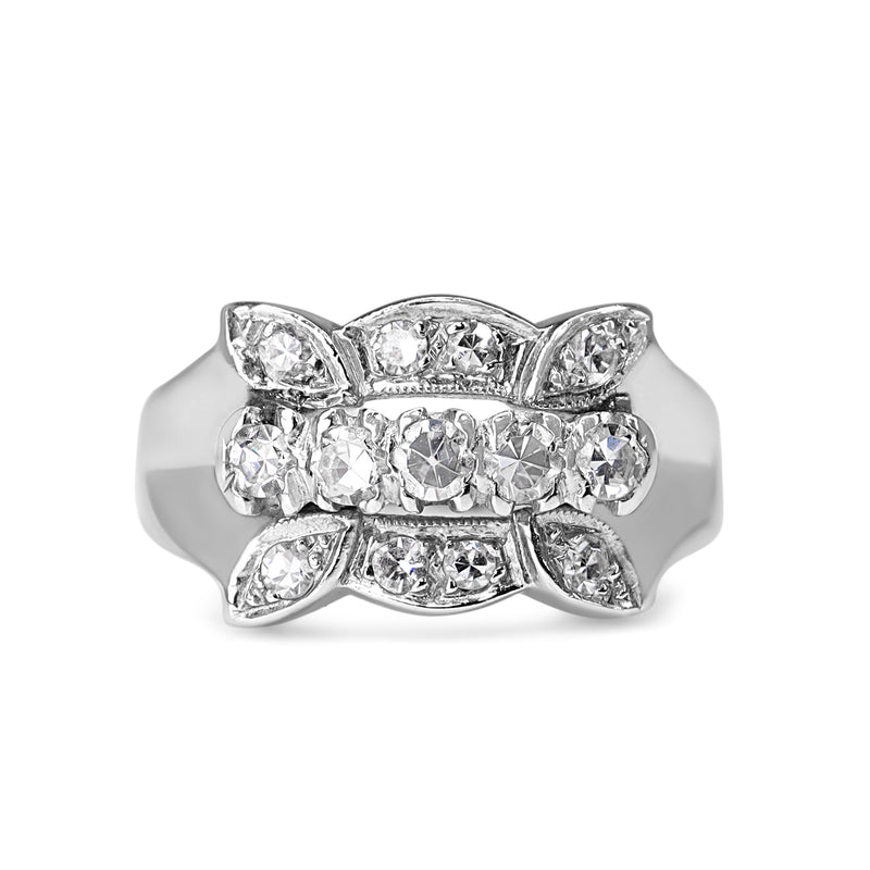 14ct White Gold Vintage Single Cut Diamond Ring