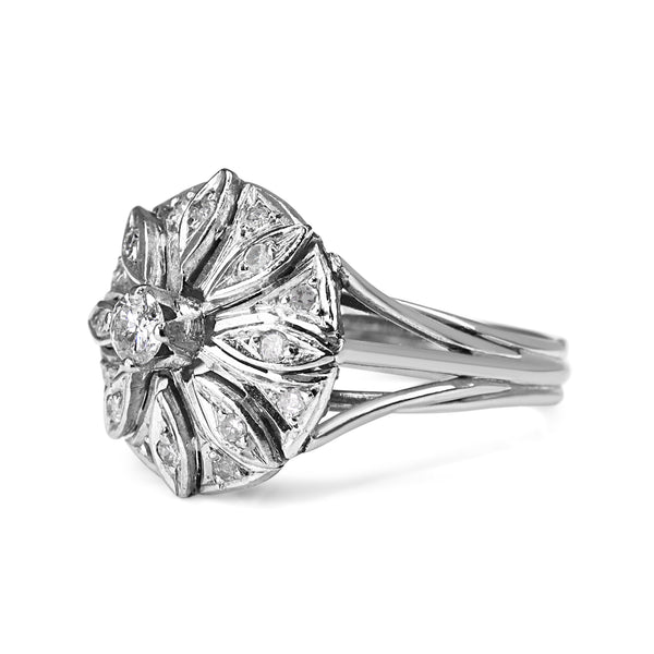 Palladium Vintage Diamond Cocktail Ring