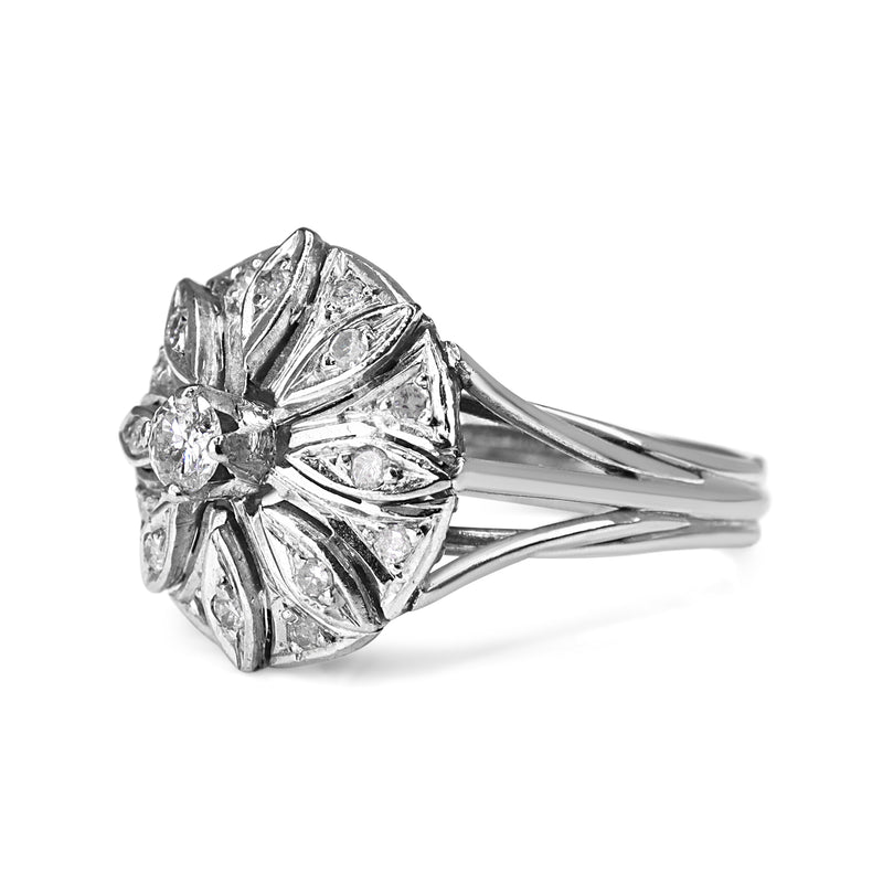Palladium Vintage Diamond Cocktail Ring