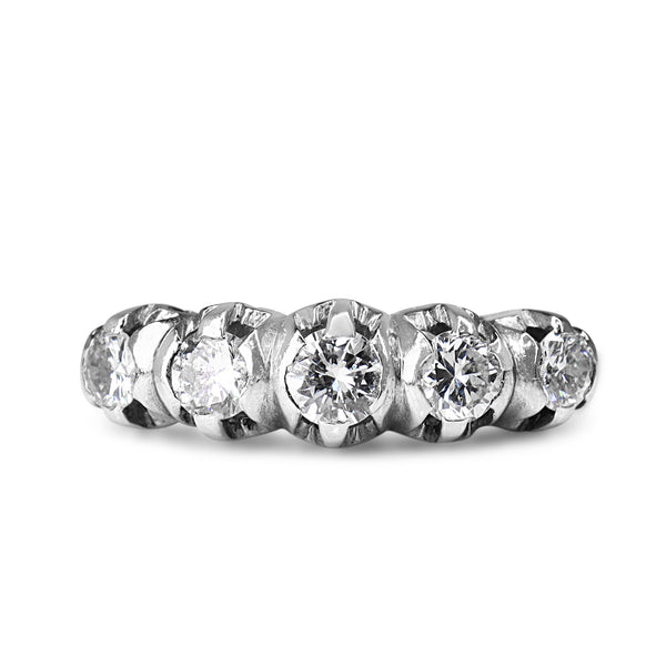 Platinum 1.05ct 5 Stone Vintage Diamond Ring