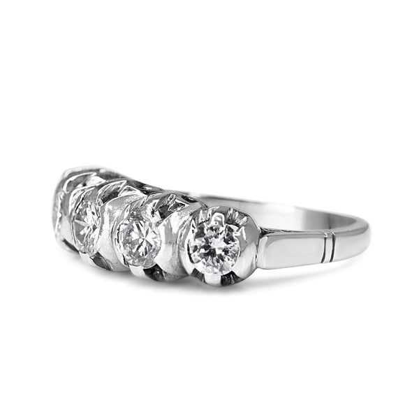 Platinum 1.05ct 5 Stone Vintage Diamond Ring