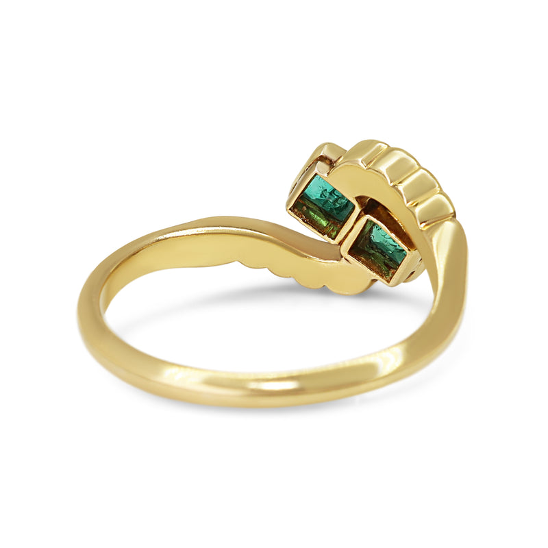 18ct Yellow Gold Emerald and Seed Pearl Antique Ring