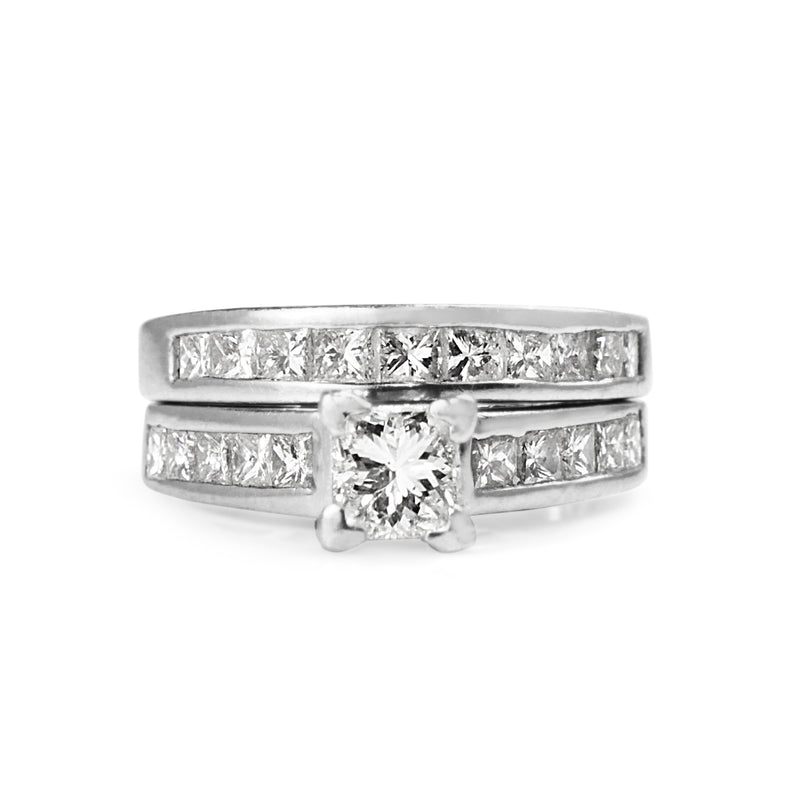 Platinum Princess Cut Channel Set Diamond Band Ring