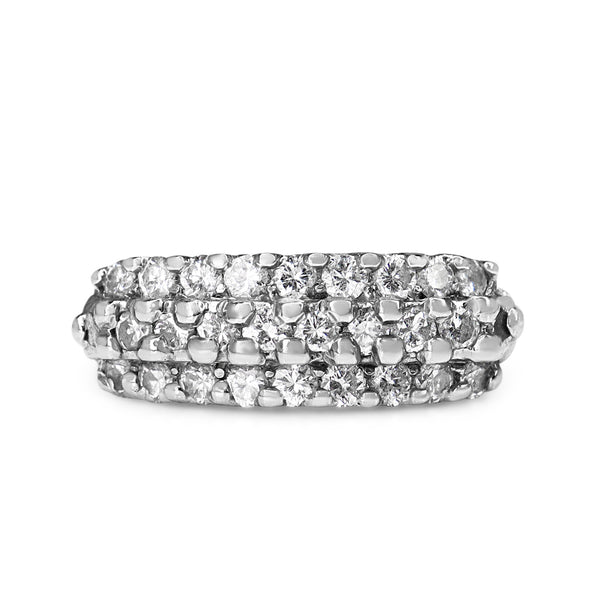 Platinum Diamond 3 Row Band Ring