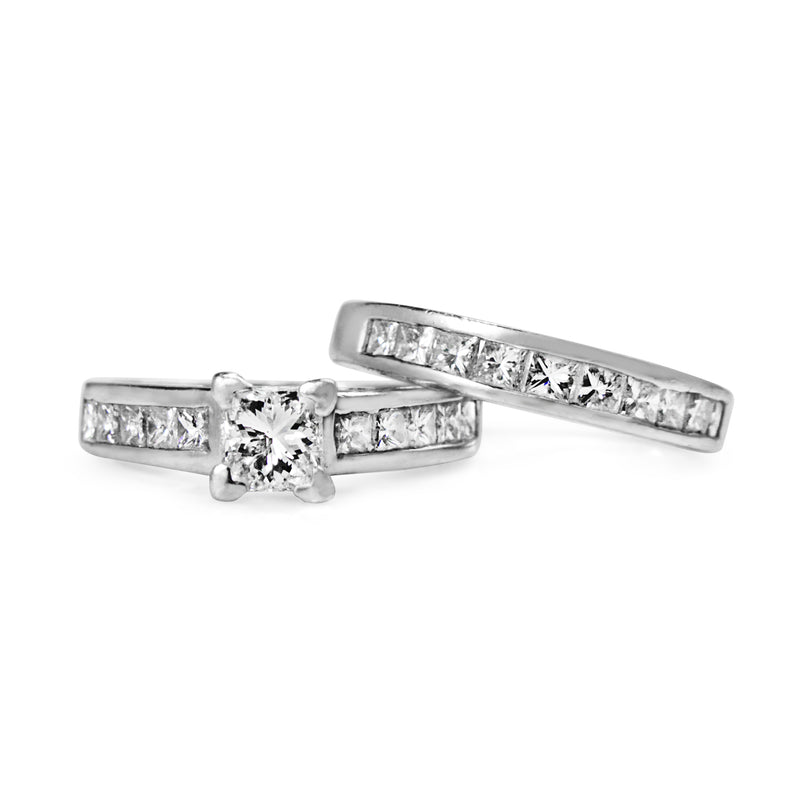 Platinum Princess Cut Channel Set Diamond Band Ring