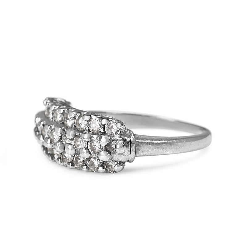 Platinum Diamond 3 Row Band Ring