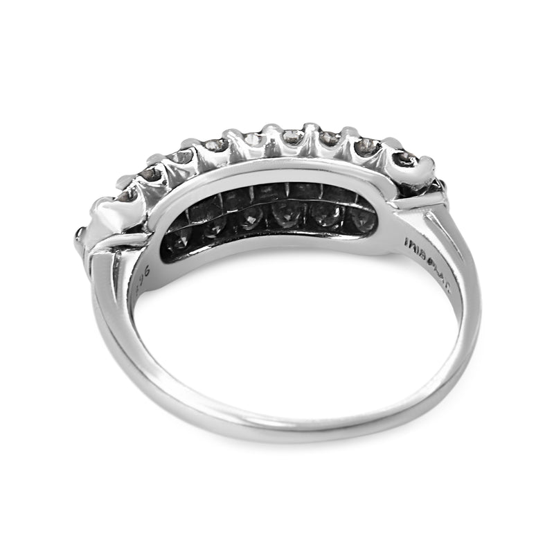 Platinum Diamond 3 Row Band Ring