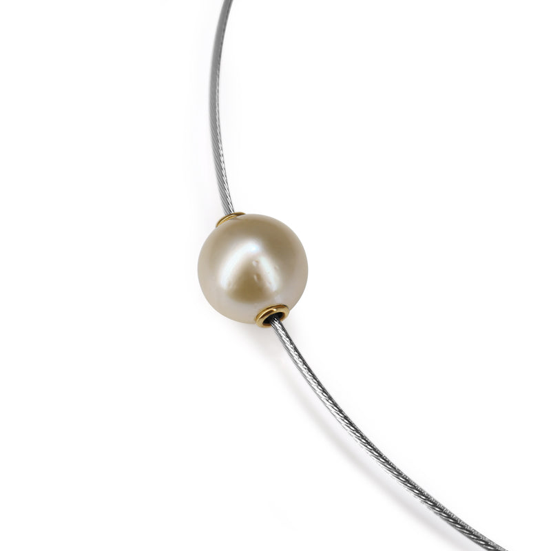 18ct White Gold 13mm South Sea Pearl on Wire Necklace