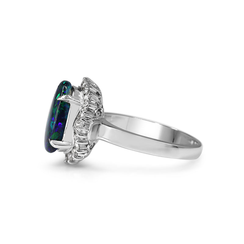 Platinum Opal and Diamond Vintage Ballerina Style Ring