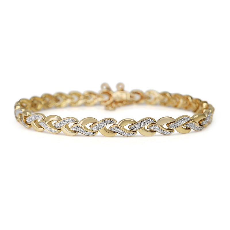 9ct Yellow Gold Fancy Link Diamond Bracelet