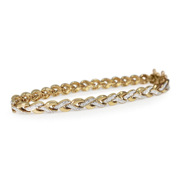 9ct Yellow Gold Fancy Link Diamond Bracelet