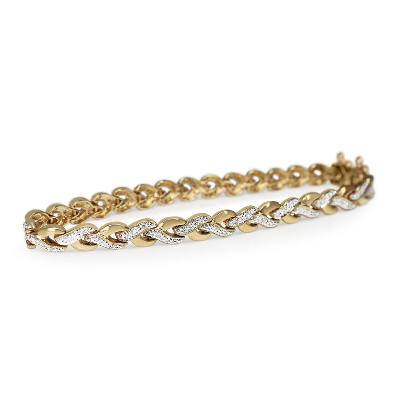 9ct Yellow Gold Fancy Link Diamond Bracelet