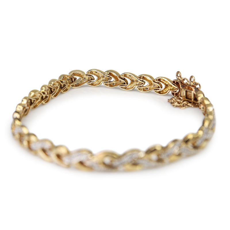 9ct Yellow Gold Fancy Link Diamond Bracelet