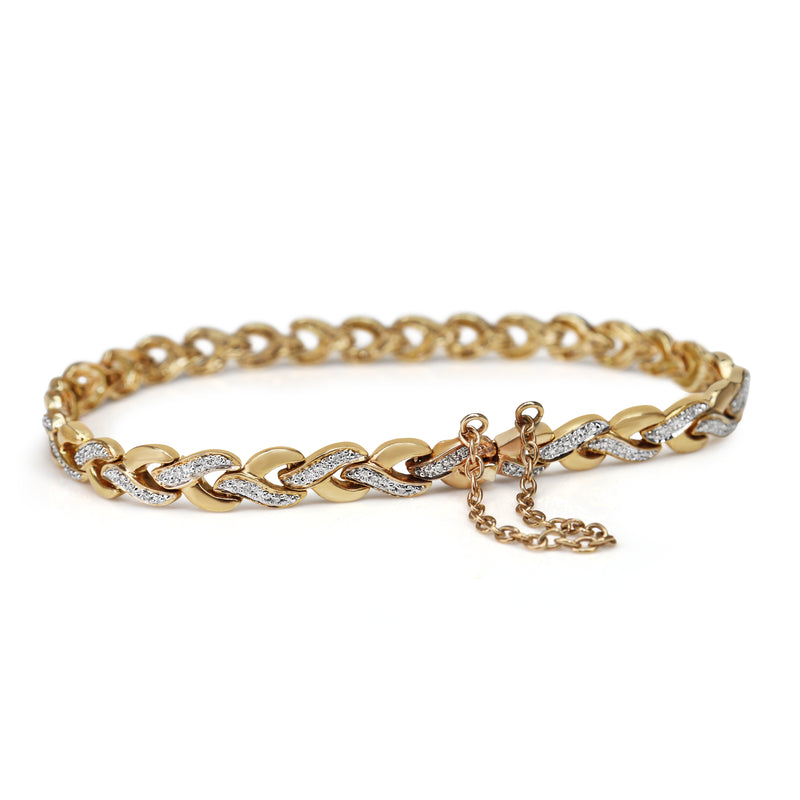 9ct Yellow Gold Fancy Link Diamond Bracelet