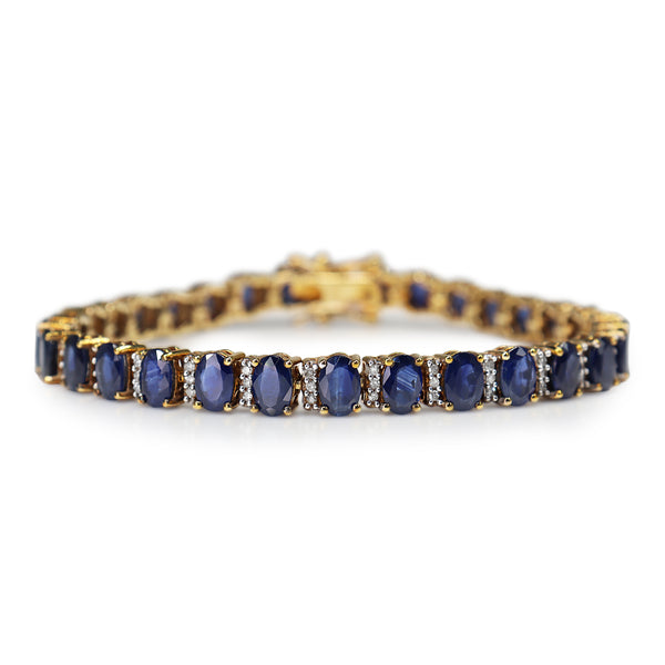 9ct Yellow and White Gold Sapphire and Diamond Bracelet