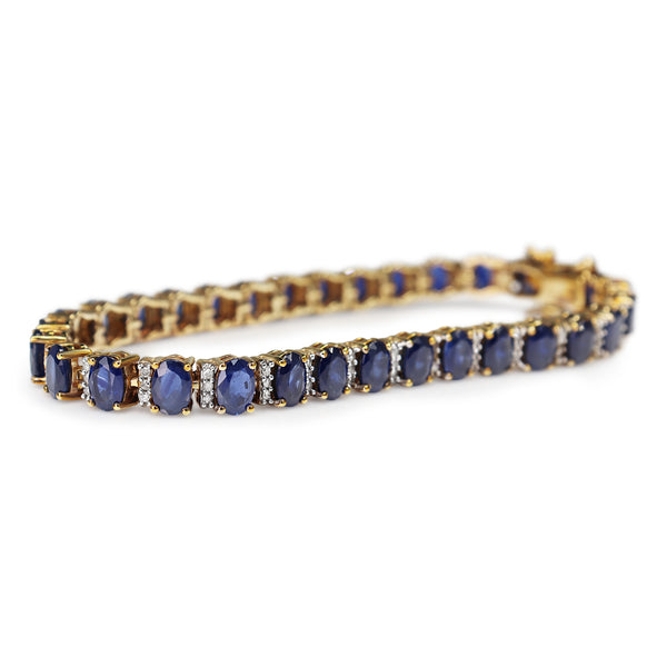 9ct Yellow and White Gold Sapphire and Diamond Bracelet