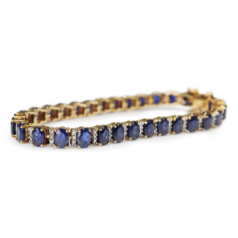 9ct Yellow and White Gold Sapphire and Diamond Bracelet