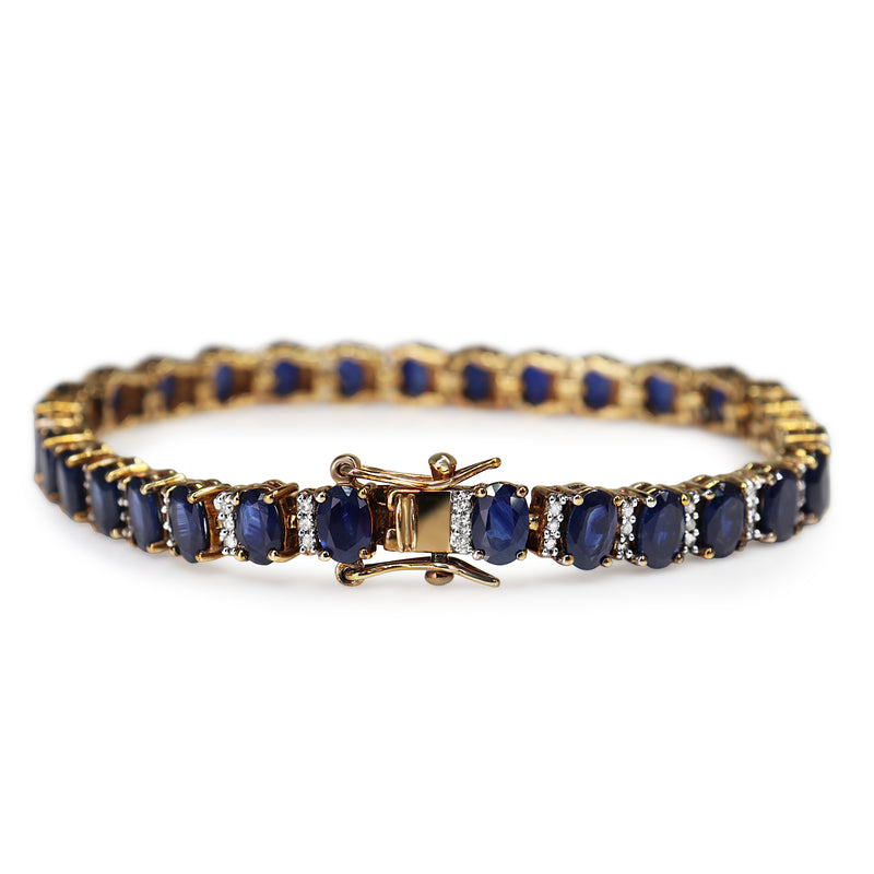 9ct Yellow and White Gold Sapphire and Diamond Bracelet