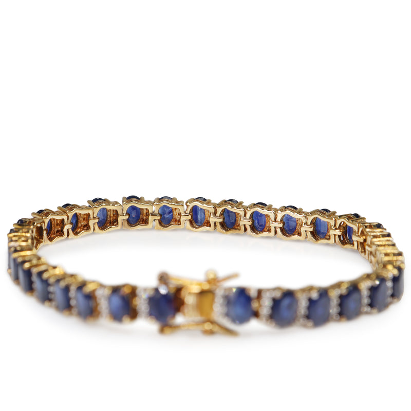 9ct Yellow and White Gold Sapphire and Diamond Bracelet
