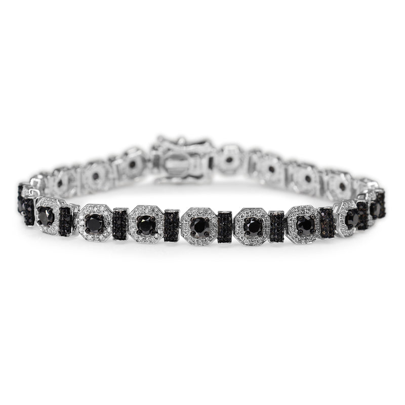 9ct White Gold Black and White Diamond Bracelet