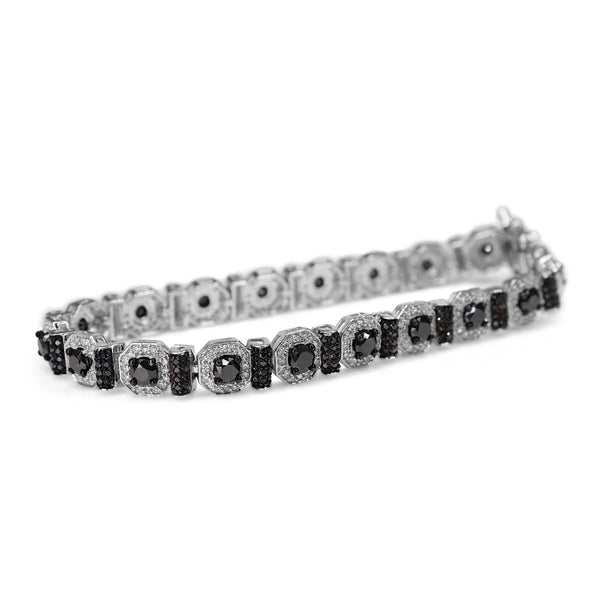 9ct White Gold Black and White Diamond Bracelet