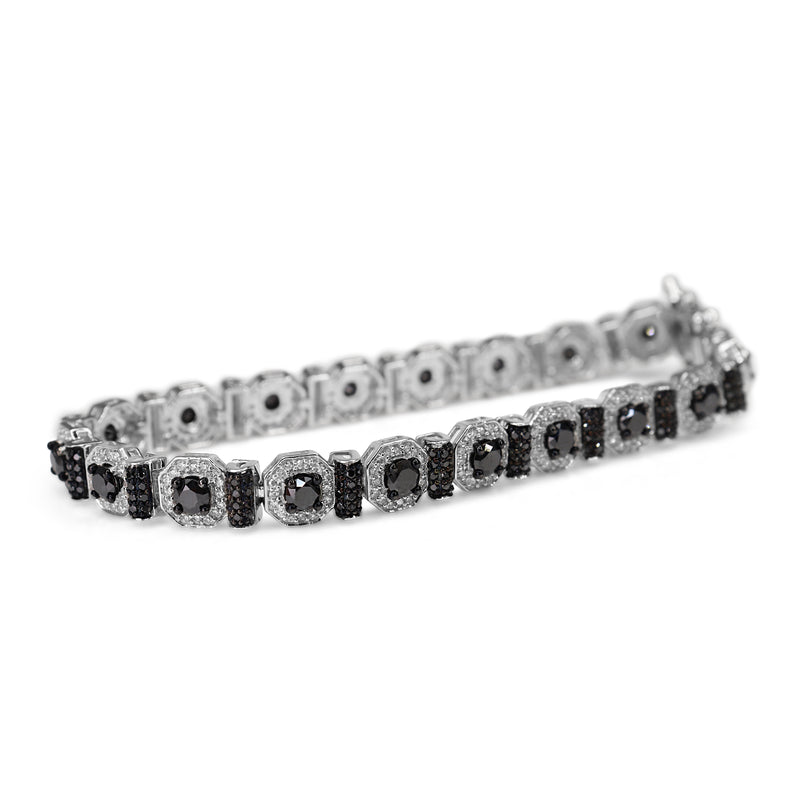 9ct White Gold Black and White Diamond Bracelet