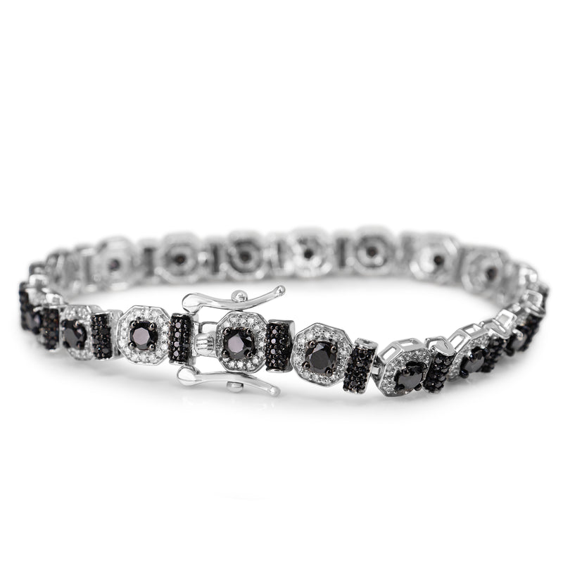 9ct White Gold Black and White Diamond Bracelet