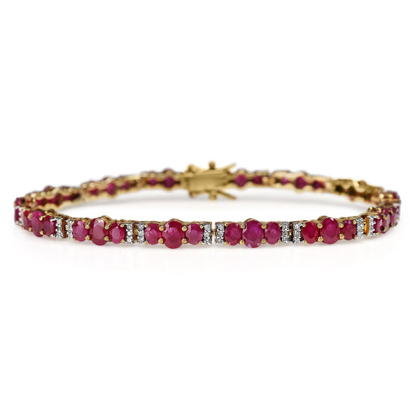 9ct Yellow and White Gold Ruby and Diamond Bracelet