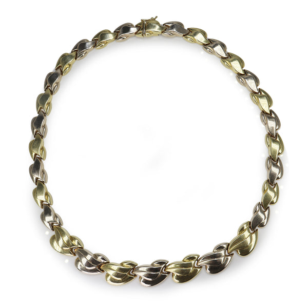 14ct Yellow and White 2 Tone Vintage Fancy Link Necklace