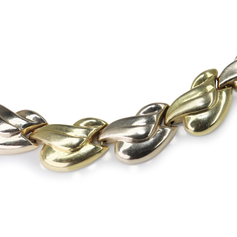 14ct Yellow and White 2 Tone Vintage Fancy Link Necklace